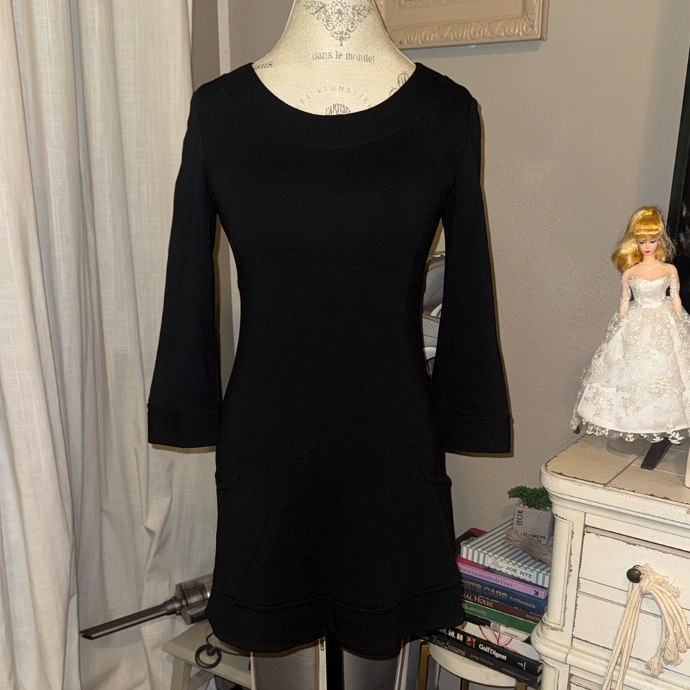 Max Studio Black Fitted Quarter Length Sleeve Dre… - image 1